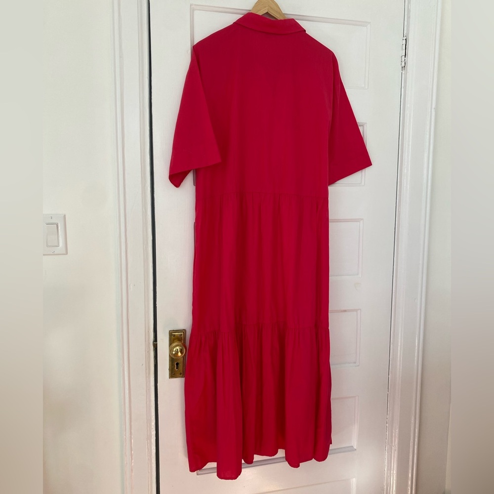 David Jones roll sleeve button through cotton tiered maxi dress - Picture 5 of 6